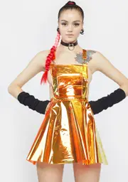 [Club Exx] Flame Gurl Hologram Overall Dress