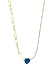 Sphera Milano 14K Over Silver CZ Paperclip X Tennis Choker Necklace