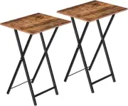 HOOBRO Folding TV Tray Tables, Set of 2 Side Table for Rustic Brown + Black