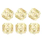 6pcs Gold Napkin Rings Round Metal Hollow Napkin Holder for Dinner Table
