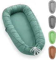 Baby Lounger for Newborn, Baby Lounger for 0-24 Months, Breathable and 100% Cotton Baby Nest Co Sleeper for Baby in Bed, Adjustable Portable Infant Lounger Baby Floor Seat for Home and Travel