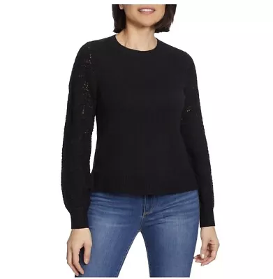 Christian Siriano Ladies Pointelle Sweater POINTELLE SWEATER BLACK S