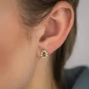0.50 Carat Citrine Oval and Diamond Stud Earrings in 9ct Yellow Gold