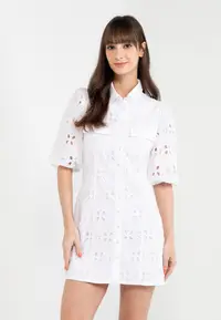 在飛比找ZALORA購物網優惠-Broderie Mini Shirt Dress