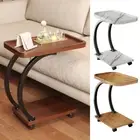 C-Shaped Side Table w/ Wheels & Metal Frame 23.6" End Table Nightstand for Home