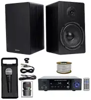 Rockville BLUAMP 150 Amplifier w/ Bluetooth+(2) 6.5" Bookshelf Speakers+Mic