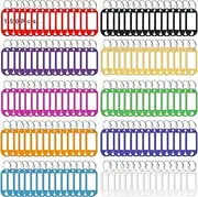 [HIQU and HIST] Pack of 150 Key Chains, Plastic Key Tags with Loops, Coloured Suitcase Tags, Key Fob Can Be Written On for Keys, Pets, Marking, Luggage, Suitcases (10 Colours)