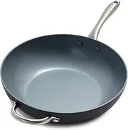 GreenPan Lima Hard Anodized Healthy Ceramic Nonstick 32 cm Wok pan with Helper Handle, PFAS-Free, Oven Safe, Gray