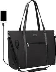 17.3 Inch Laptop Tote Bag for Women - Waterproof Nylon Work Bag with USB Port