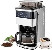 SUABON 12 Cup Drip Coffee Maker, Automatic Coffee Machine with Built-in Coffee Grinder, Programmable Coffee Machine with Timer, 1.5L Water Tank