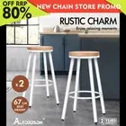 ALFORDSON 2x Bar Stools Retro Kitchen Vintage Chair Industrial Rocio White