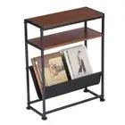 Narrow End Table for Small Spaces - Slim Side Table with Magazine Dark Cherry