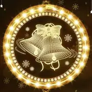 Christmas Decorative Window Light,LED 3D Hanging Lights Xmas Decor Windows Christmas Tree Decor Battery Operated String Light,Warm White (Bell)