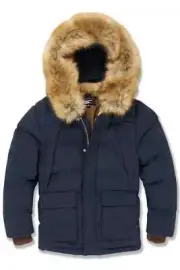 JORDAN CRAIG (KIDS) NAVY PARKA JACKET WITH REMOVAL FAUX FUR LINED HOOD