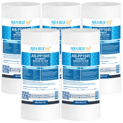 5X AQUA BLUE H2O 10"X4.5" POLYSPUN SEDIMENT CARTRIDGE 5 MIC WATER FILTER