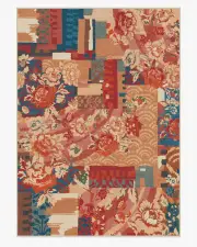 305' x 425' | Machine Washable Runner Rug | Kid & Pet Friendly | Indoor Rug | Iris Apfel Patchwork Peach Multicolour Rug | Ruggable