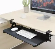 Clamp-on Rotating Computer Keyboard and Mouse Tray, Slide Out with Sturdy C-C...