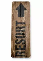 RESORT 11 X 4 TIN SIGN FISHING CAMPING LODGE SWIMMING VACATION HUNTING PHEASANT