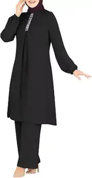 Prayer Clothes for Muslim Women 2 Piece plus Size Sequin Tops Wide Leg Pants Isl
