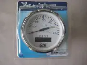 FARIA CHESAPEAKE WHITE STAINLESS STEEL GPS SPEEDO WITH DISPLAY . WAKE / SKI