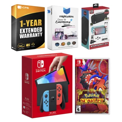 Nintendo Switch Neon OLED Console with Pokemon Scarlet and Gaming Kit
