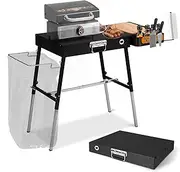 Ueiticsk Outdoor Folding Grill Table, Blackstone Griddle Stand Sturdy and Durable, Blackstone Griddle Accessories with Trash Holder, Camping Table for Blackstone Griddle, Ninja Grill, Pizza Oven ect