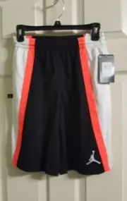 NWT NIKE AIR JORDAN YOUTH JUMPMAN Athletic Basketball Shorts White/ BLK/O LARGE