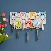 Premium 'Owl Family' Decorative Wooden Key Holder for Home Decor Key Hangers Key