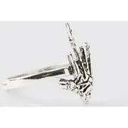 Mens Silver Skeleton Hand Ring