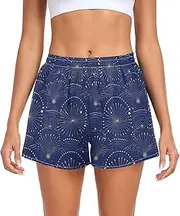 [FRODOTGV] Art Dots and Lines Blue Women's Athletic Shorts with Pockets Bike Shorts for Soccer Teenis Exercise Indoor S