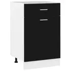 Wooden Kitchen Drawer Bottom Cabinet Shelf Storage Cupboard Black 50x46x81.5cm