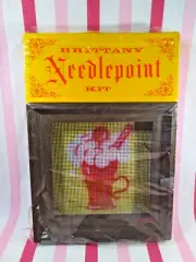 Colorful Vintage NEW/OLD Stock Brittany Needlepoint Kit Ice Cream Sundae + Frame