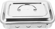 Ipetboom Box Case Sterilizer with Lid Tray Tray Instrument Tray Stainless Steel Silver
