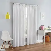 ECLIPSE Kendall Modern Blackout Thermal Rod Pocket Window Curtain for Bedroom or Living Room (1 Panel), 42 X 54, White