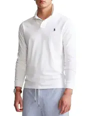[Polo Ralph Lauren] Custom Slim Fit Mesh Polo Shirt in White