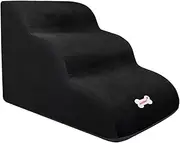 MFMEXUL Pet Dog Stairs, Dog Stairs 3 Steps Dog Ramp Removable Non-Slip for Small Dogs and Cats, Soft Dog Climbing Ladder, Cat Stairs, Black