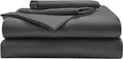 Miracle Made Luxe Cooling Cotton Bed Sheets –Stone,Cali King– 4 Piece Silver Infused, 300-Thread-Count Thermoregulating Miracle Clean & Cool Cotton Fabric Sensitive Skin Ultra-Breathable Bedding