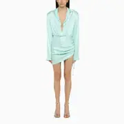 [David Koma] Aqua green wool mini dress 6 UK Light blue