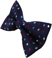 [Zasel] Mens Navy With Multicoloured Polka Dots Patterned Bow Tie Navy, Blue, Light Blue, White