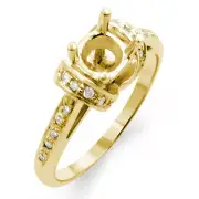 0.50 Ct Round Semi Mount Diamond Engagement F VS1 Accents Ring 14k Yellow Gold