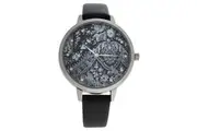 CRR001 La Romance - Silver/Black Leather Strap Watch by Charlotte Raffaelli for Women - 1 Pc Watch