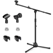 Heavy-Duty Tripod Microphone Stand Adjustable with 2 Mic Clips