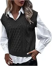 [Generic] Women Sweater Coat Long Retro Sweater Vest College Wind Knit Vest Sweater Coat Hood