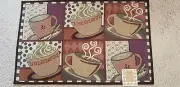 Coffee Cups Mocha Tea Cups Cappuccino Tapestry Kitchen Mat Rug 20x30 New!