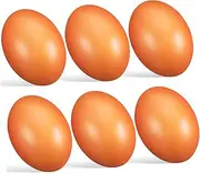 ibasenice Realistic Wooden Fake Chicken Eggs 6pcs for Easter Egg Hunt Craft Projects Decorations