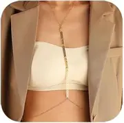 [BelleVive] 14K Gold Body Chains for Women, Sexy Layered Belly Chain, Bikini Bra Chain, Layered Body Chains, Nightclub Waist Belly Chain, Summer Beach Rhinestone Body Jewelry, X-Large, Plastic