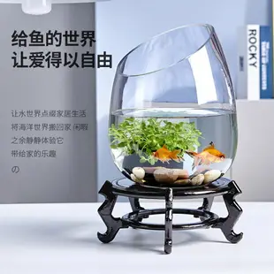 圓形玻璃斜口魚缸水培植物綠蘿水培透明花瓶花盆水培器皿水族花瓶