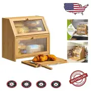 Bamboo Double Bread Box with Cutting Board - Spacious Kitchen Storage Solution