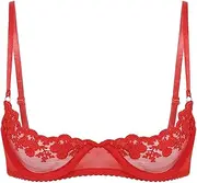 [GRRKDFQ] Women'S Lingerie Sets Open Cup Bra Exposed Breasts See Through Sheer Lace Bra