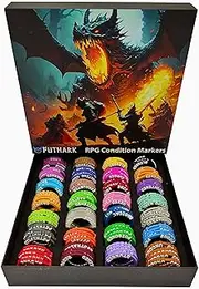 Futhark DND Condition Rings Set: Eliminate Confusion with 112 Vibrant DND Condition Markers for Dungeons & Dragons and RPGs in Exceptional Box - DND Accessories - Great DND Gift!